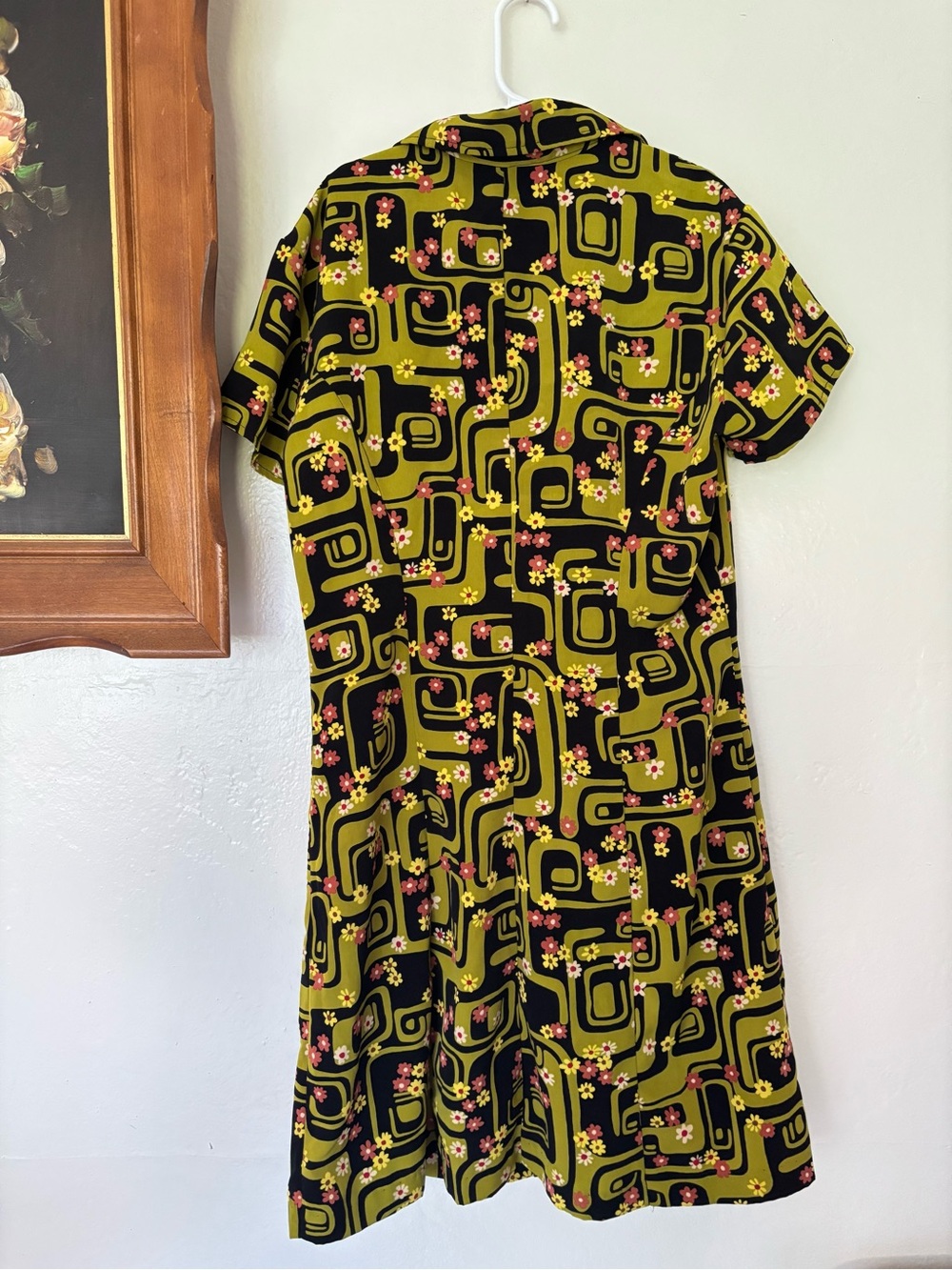 Vintage Rampage Olive Green Geometric Floral Mini Dress - Picture 2 of 4
